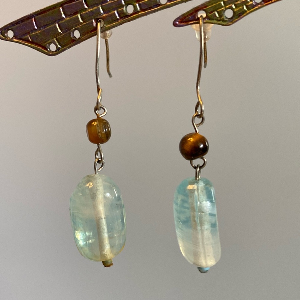 Moonstone & Tiger Eye Earrings